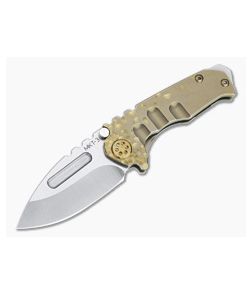 Medford Micro Praetorian T Drop Point Tumbled CPM 3V Bronze Falling Leaf Titanium Folder - MKT-MKT169 1