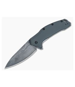 Kershaw Link Assisted Flipper Gray Handle Damascus Blade - KS-1776GRYDAM 1