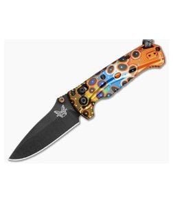 Benchmade Mini Adira Abel DeYoung Brown Trout Flank Anodized Aluminum Monarch Damasteel Black DLC Limited Edition AXIS Lock Knife (3.21" Blade) 18065BK-ABEL2 - BM-18065BK-ABEL2 1