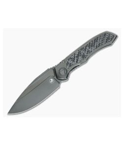 Microtech Anax Folder Integral Titanium Handle With Carbon Fiber Inlay DLC M390 Drop Point 190C-1-DLCTCFITI - MT-190C-1-DLCTCFITI 1