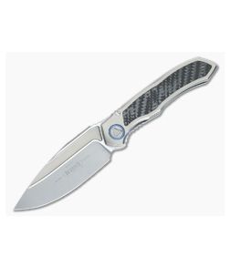 Microtech Anax Folder Integral Bead Blast Titanium Handle With Carbon Fiber Inlay Blasted M390 Drop Point 190C-7-CFITI - MT-190C-7-CFITI 1