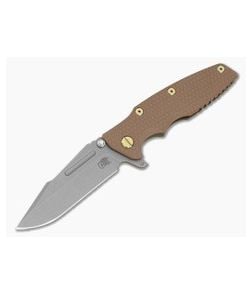 Hinderer Eklipse 3.5" Skinny Harpoon Spanto Flipper FDE Brown G10 Battle Bronze Titanium and Working Finish Magnacut Folding Knife (3.50") - HK-1934 1