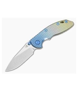 Hinderer XM-18 3" Slicer Non-Flipper Textured Blue to Gold Fade Titanium and Stonewash 20CV Folding Knife (3.00") - HK-1948 1