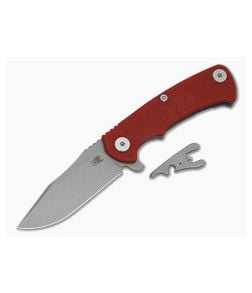 Hinderer Project X Clip Point Red G10 Battle Blue Titanium and Working Finish S45VN Folding Knife (3.66") - HK-1950 1