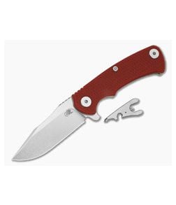 Hinderer Project X Clip Point Red G10 Stonewash Titanium and Stonewash S45VN Folding Knife (3.66") - HK-1954 1
