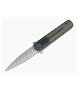 WE Knives Angst Lundquist Carbon Fiber OD Green G10 S35VN Dagger Liner Lock Flipper 2002A - WE-2002A 1
