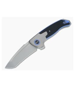 WE Knives x Elishewitz Press Check Tanto Bead Blast 20CV Blue/Black G10 Titanium Flipper WE20078A-2 - WE-WE20078A-2 1
