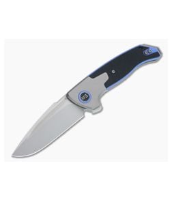 WE Knives x Elishewitz Press Check Drop Point Bead Blast 20CV Blue/Black G10 Titanium Flipper WE20078B-2 - WE-WE20078B-2 1