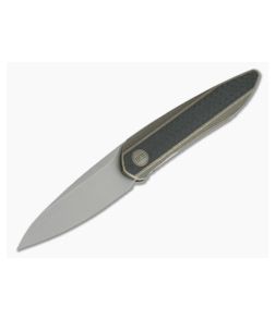 WE Knives 2010A Black Void Opus Stonewashed 20CV Carbon Fiber Bronze Titanium Front Flipper - WE-2010A 1