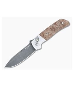 Protech ATCF Custom Auto 2-Tone Steel Frame Maple Burl Inlays Nichols Damascus Blade 2023-ATCF-010 - PT-2023-ATCF-010 1