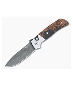 Protech ATCF Custom Auto 2-Tone DLC Steel Frame Desert Ironwood Inlays Nichols Damascus Blade 2023-ATCF-011 - PT-2023-ATCF-011 1