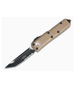 Microtech UTX-85 Tanto Serrated OTF Black M390 Tan Automatic Knife 233-2CCTA-M390 - MT-233-2CCTA-M390 1