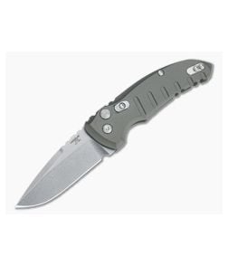Hogue A01 MicroSwitch Tumbled Drop Point Gray Aluminum Button Lock Automatic 24112 - HO-24112 1
