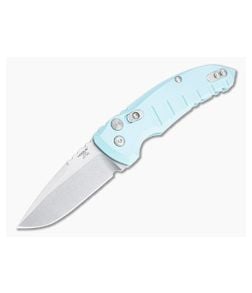 Hogue A01 MicroSwitch Tumbled Drop Point Aquamarine Aluminum Button Lock Automatic 24113 - HO-24113 1