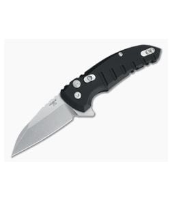 Hogue X1 MicroFlip Tumbled Wharncliffe Black Aluminum Button Lock Flipper 24160 - HO-24160 1