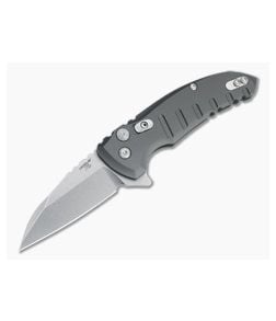 Hogue X1 MicroFlip Tumbled Wharncliffe Gray Aluminum Button Lock Flipper 24162 - HO-24162 1