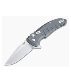 Hogue X1 MicroFlip Tumbled Drop Point Gray Aluminum Button Lock Flipper 24172 - HO-24172 1