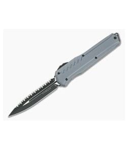 Microtech Cypher MK7 D/E Black Serrated Double Edge M390 Gray OTF Automatic Knife 242M-3GY - MT-242M-3GY-M390 1