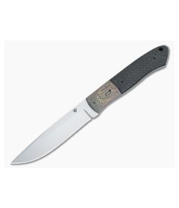 Aaron Frederick 3PS Medium Fixed Blade Damascus Bolster and LS Carbon Fiber - CU-2813 1