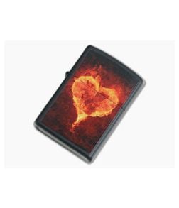 Zippo Lighter Black Matte Heart Fire - ZI-28313 1
