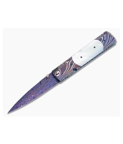 Jeff Chaffee Folding Dagger Pearl Blue Damascus - CU-2859 1
