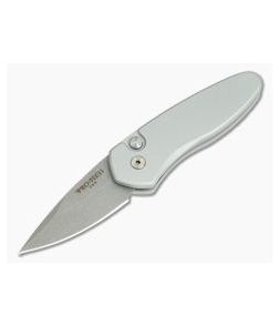 Protech Sprint Solid Silver California Legal Auto Stonewashed S35VN 2901 - PT-2901 1