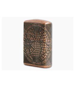 Zippo Windproof Lighter Armor World Map Antique Copper MultiCut Engraved - ZI-29853 1