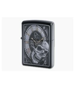 Zippo Lighter Matte Black Skull Clock Design - ZI-29854 1