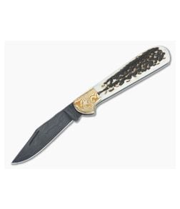 Chuck Hawes Custom Copperhead Stag & Damascus - CU-3258 1
