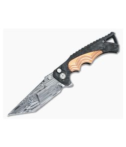 Brian Tighe Custom 4" Tighe Fighter Carbon Fiber w/Copper Inlay Damasteel Blade - CU-3274 1
