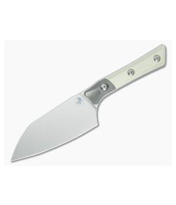 Microtech Santoku 4.2" Ivory White G10 Titanium Bolster Stonewash - MT-3300B-10IV 1