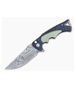 Brian Tighe 4" Tighe Fighter Blue Blend CF MoonGlow Damasteel Drop Point - CU-3308 1