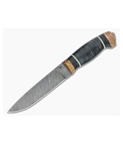 Olamic Cutlery Suna Stacked Leather Damascus Drop Point - CU-3323 1