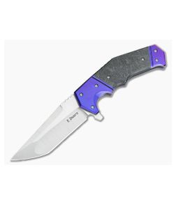 Randy Doucette Warmonger Polished Blue Titanium Bolsters Satin S35VN - CU-3326 1