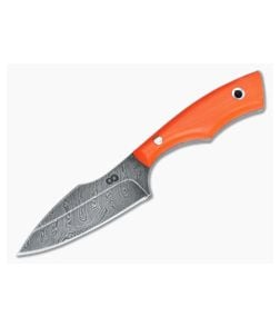 Olamic Cutlery Spear Point Neck Knife Orange G10 with Leather Sheath #1 - CU-3334 1