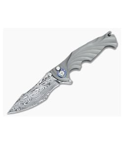 Brian Tighe Custom Tighe Breaker Damasteel Recurve Integral Titanium Flipper - CU-3398 1