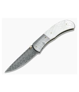 John W. Smith Custom Gentleman's Folder Pearl and Damascus - CU-3400 1