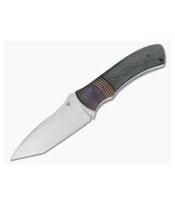 Aaron Frederick Custom Fixed Blade with Damascus Bolster and Carbon Fiber - CU-3405 1