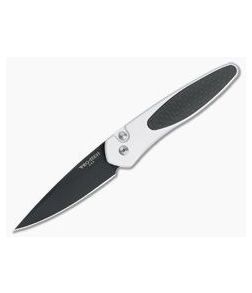 Protech Newport Carbon Fiber Inlay Black DLC S35VN Silver Automatic 3412 - PT-3412 1