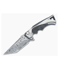 Brian Tighe 4" Tighe Fighter Splatter Ti Carbon Fiber Inlay Damasteel Tanto Point - CU-3417 1