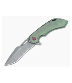 Olamic Cutlery Wayfarer 247H Kinetic Rainforest Harpoon Stonewashed M390 Flipper - CU-3433 1