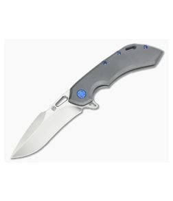 Olamic Cutlery Wayfarer 247H Dark Blast Titanium Harpoon Satin M390 Flipper - CU-3435 1