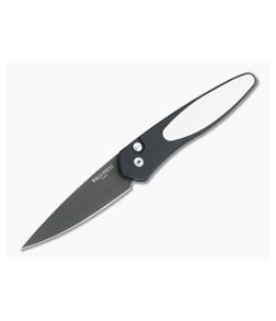 Protech Newport Tuxedo Black DLC S35VN Ivory Micarta Inlaid Automatic 3452 - PT-3452 1