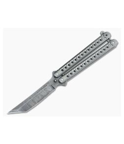 Craig Camerer Custom Balisong Tanto Point Damascus and Titanium - CU-3454 1