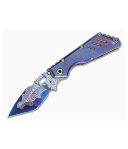 Mick Strider Custom XL San Mai Damascus Textured Titanium - CU-3469 1