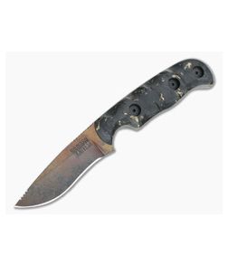 Dawson Knives Deep Notch Arizona Copper 3V Gold Fleck Carbon Fiber Fixed Blade - DK-34714 1