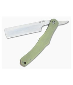 Smith Frederick Custom Straight Razor Green Titanium Satin Blade - CU-3492 1
