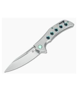 Olamic Cutlery Swish Flipper Lightblast Green 5 Hole Titanium Satin Elmax - CU-3557 1