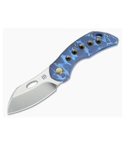 Olamic Cutlery Busker Largo 5 Hole Blue Seabed Satin M390 Top Flipper - CU-3559 1