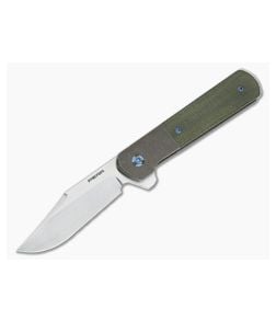 Enrique Pena Custom Barlow Clip Point Flipper Green Micarta - CU-3566 1